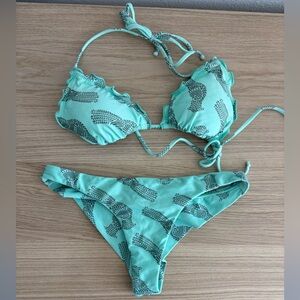 ViX Paula Hermanny Aqua Bikini Set Tie String Blue Matching set swim swimsuit